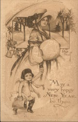 May a very happy New Year be thine Postcard