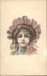 Young Woman with Pink Hat Postcard