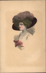 Portrait of Woman in Hat Women Postcard Postcard