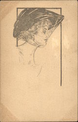 Sketch of Woman in Hat Postcard