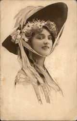 Young Woman in Large Hat Postcard