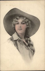 Portrait of Cowgirl Cowboy Western Postcard Postcard