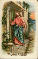 Jesus Stands at the Door and Knocks Religious Postcard Postcard