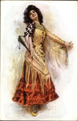 Dark Haired Woman Dancing Postcard Postcard