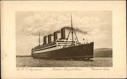 R.M.S. Aquitania - Cunard Line Postcard