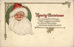 Hearty Christmas from Kris Kringle Santa Claus Postcard Postcard