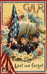 American Military - Lest we forget Memorial Day Postcard Postcard