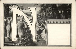 Letter "N" with Grecian Women Alphabet Letters Postcard Postcard