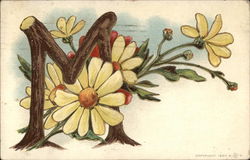 M with Yellow Flowers Alphabet Letters Postcard Postcard