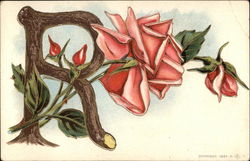 Letter "R" with Rose Postcard