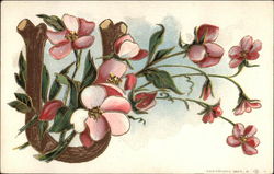 Letter "U" with Pink Flowers Postcard