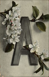 Letter "A" with Apple Blossom Postcard