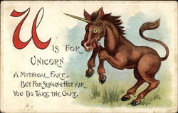 U is for Unicorn Postcard