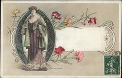 Woman in Letter "O" Postcard