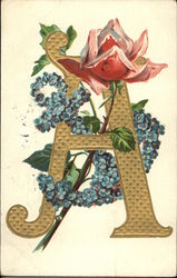 Letter "A" with Flowers Alphabet Letters Postcard Postcard