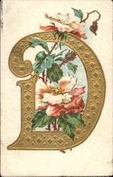 Letter "D" with Flowers Postcard