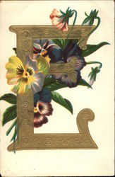 Letter "E" with Pansies Alphabet Letters Postcard Postcard