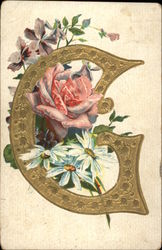 Letter G with Flowers Postcard