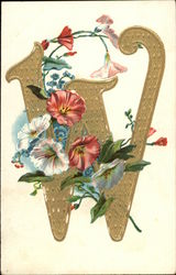 Letter "W" with Flowers Alphabet Letters Postcard Postcard