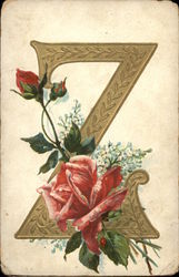 Letter "Z" with Flowers Alphabet Letters Postcard Postcard