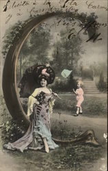 Letter "C" with Woman and Child Postcard