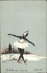 Ballerina At Lake - Japanese Woodblock Postcard