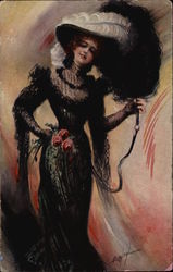 Victorian Woman wearing Black Women Postcard Postcard