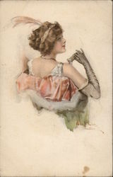 Flapper Woman from 1920's Postcard