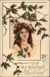 Glad Old Fashioned Christmas Postcard Postcard