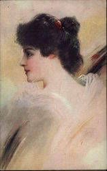 Portrait of Dark-Haired Woman Postcard