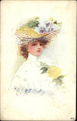 Portrait of Woman in Hat Postcard