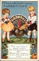 Thanksgiving Greetings - May You have a Great Plenty Children Postcard Postcard