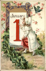 Wishing you a happy new year Year Dates Postcard Postcard