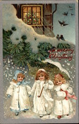 A Merry Christmas Children Postcard Postcard