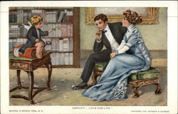 Cupid Lectures a Young Couple About Love For Life Postcard