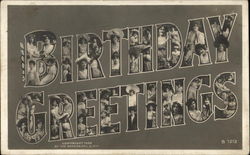 Birthday Greetings Faces in Letters Postcard Postcard