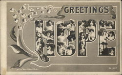 Greetings. Hope Faces in Letters Postcard Postcard