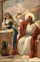 Christ Talketh With A Woman Of Samaria At Jacob's Well Religious Postcard Postcard