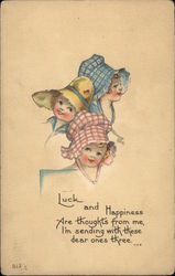 Luck and Happiness Are Thoughts From me I'm Sending With These Dear Ones Three Children Postcard Postcard