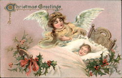 Christmas Greetings Angels Postcard Postcard