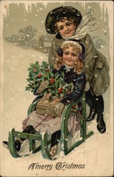 A Merry Christmas Children Postcard Postcard