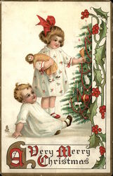 A Very Merry Christmas Children Postcard Postcard