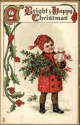 A Bright and Happy Christmas Children Postcard Postcard