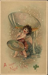 A Happy New Year Angels & Cherubs Postcard Postcard