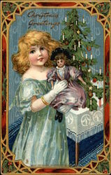 Christmas Greetings Children Postcard Postcard