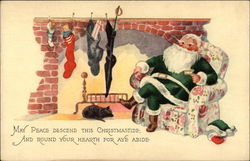 May peace descend this Christmastide and round your hearth for aye abide Postcard