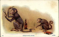 Something Doing Monkeys Postcard Postcard