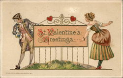 St. Valentine's Greetings - Man and Woman Postcard