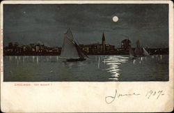 Boats on the Water at Night Postcard