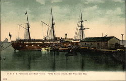 USTS Pensacola and Boat House at Yerba Buena Island San Francisco, CA Postcard Postcard